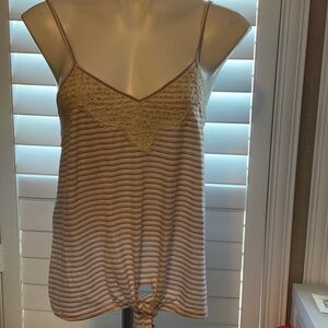 Xhilaration Cream and Brown Striped Camisole